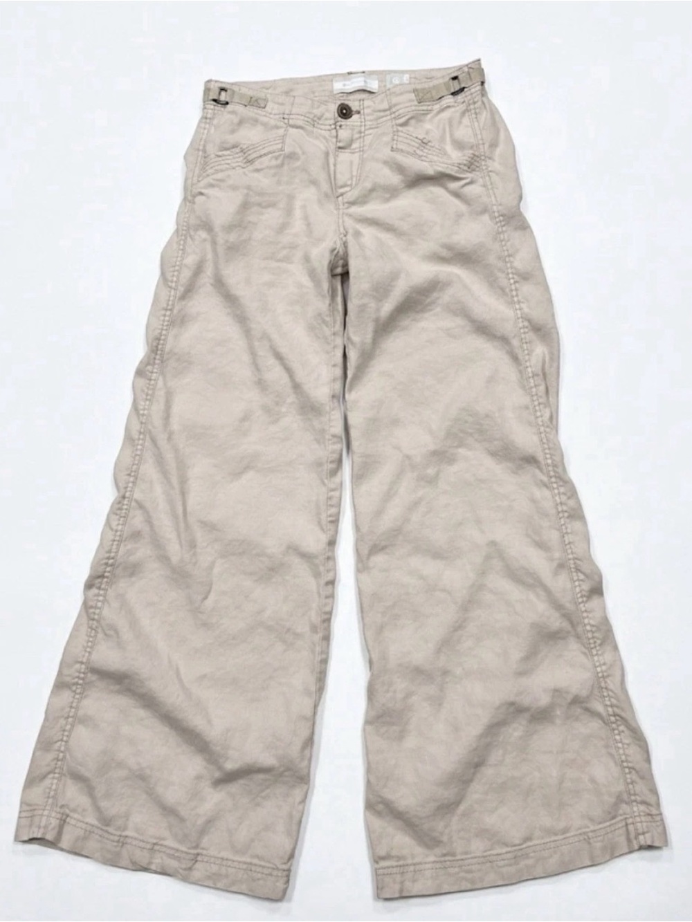 Anthropologie HEI HEI Linen Blend Wide Leg Cargo Pants Tan Beige Size 4 Utility
